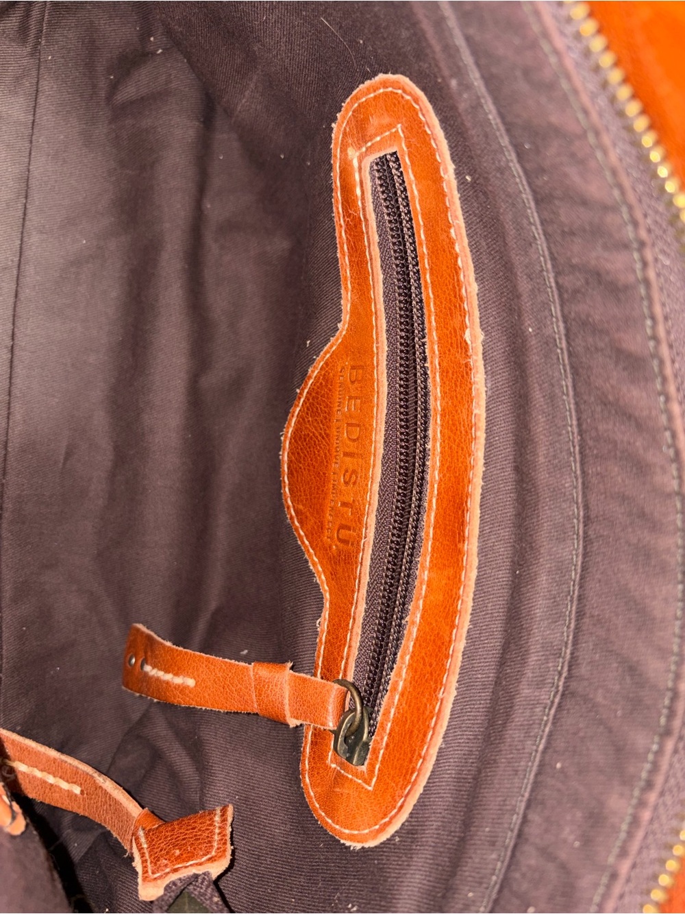 BED|STU Orchid Woven Leather Shoulder Crossbody Handbag in Cognac - Picture 13 of 15